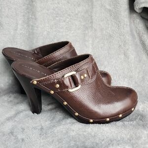 Antonio Melani Dark Brown Leather Mules